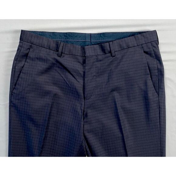 Hugo Boss Hugo3/Genius2 Flat Front Tri-Check Wool Flannel Dress Pants. 40R 35X31 - Picture 6 of 9
